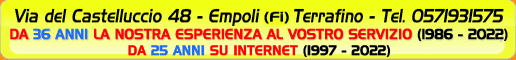 NUOVO ORARIO DEL NOSTRO PUNTO VENDITA IN VIA DEL CASTELLUCCIO 48 TERRAFINO EMPOLI
	APERTO AL PUBBLICO DAL LUNEDI' AL VENERDI' DALLE 10 ALLE 13 E DALLE 16 ALLE 19